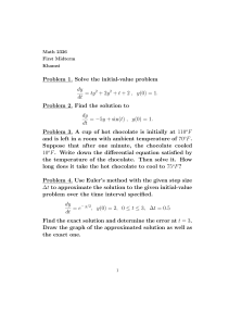 Problem 1. Solve the initial-value problem dy dt = ty2 + 2y2 + t + 2 , y