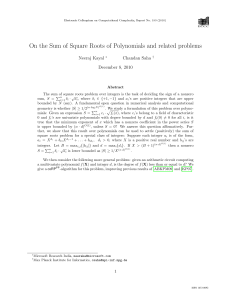 On the Sum of Square Roots of Polynomials and related problems