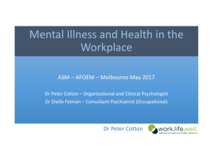 Mental Illness and Health in the Workplace