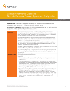 Clinical Performance Guideline Neonatal Resource Services Apnea