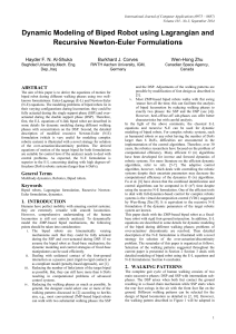 Dynamic Modeling of Biped Robot using Lagrangian