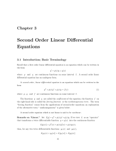 Second Order Linear Differential Equations