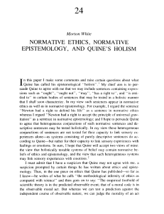 Normative Ethics, Normative Epistemology, and Quine`s Holism