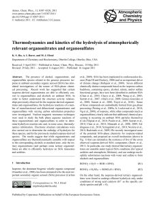 Thermodynamics and kinetics of the hydrolysis of atmospherically