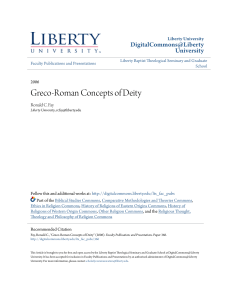 Greco-Roman Concepts of Deity - Digital Commons @ Liberty