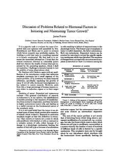 Discussion of Problems Related to Hormonal