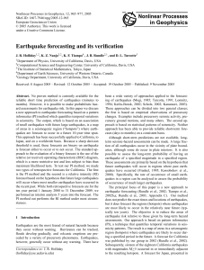 Earthquake forecasting and its verification