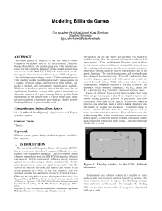 Modeling Billiards Games - Stanford Artificial Intelligence Laboratory