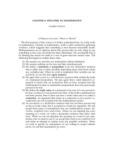 CHAPTER 0: WELCOME TO MATHEMATICS A Preface of Logic