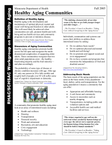 Healthy Aging Communities Dimensions