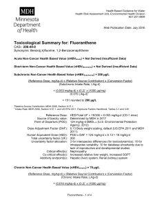 Toxicological Summary for Fluoranthene (PDF)
