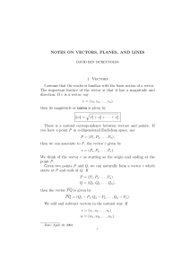Handout on Vectors, Lines, and Planes