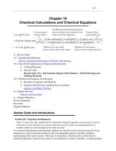 Study Guide Chapter 10: An Introduction to Chemistry