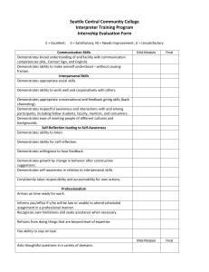 Intern Strengths/Areas to Work On Evaluation form