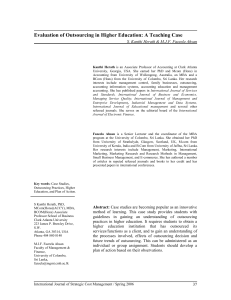 "Evaluation of Outsourcing in Higher Education: A Teaching Case"