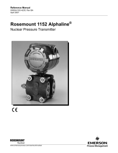 Manual: Rosemount 1152 Alphaline® Nuclear Pressure Transmitter