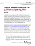 Delivering High-Quality, High-Value Care to Childbearing Women and Babies: Policymakers Can Make a Difference