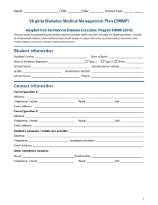 Virginia Diabetes Medical Management Plan by Virginia Department