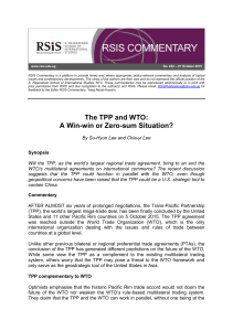 The TPP and WTO: A Win-win or Zero