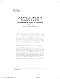 Duns Scotus`s Theory of Common Natures