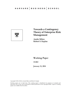 Towards a Contingency Theory of Enterprise Risk Management