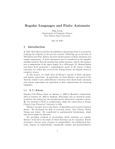 Regular Languages and Finite Automata