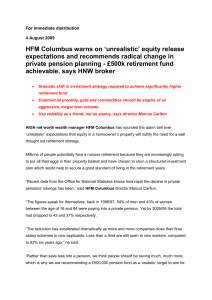 For immediate distribution 4 August 2009 HFM Columbus warns on