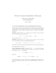 Review of Linear Independence Theorems
