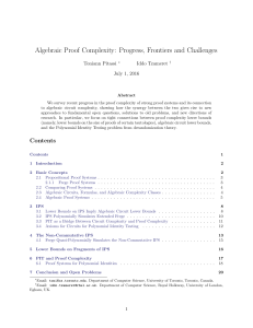 Algebraic Proof Complexity: Progress, Frontiers and Challenges