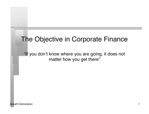 The Objective in Corporate Finance