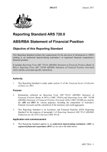 Reporting Standard ARS 720.0 ABS/RBA Statement of