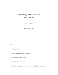 Psychology and Economics (Lecture 1)