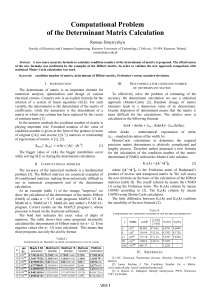 Computational Problem of the Determinant Matrix Calculation