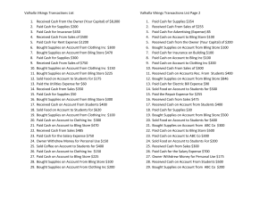 Accounting Chapter 2 Valhalla Transaction List