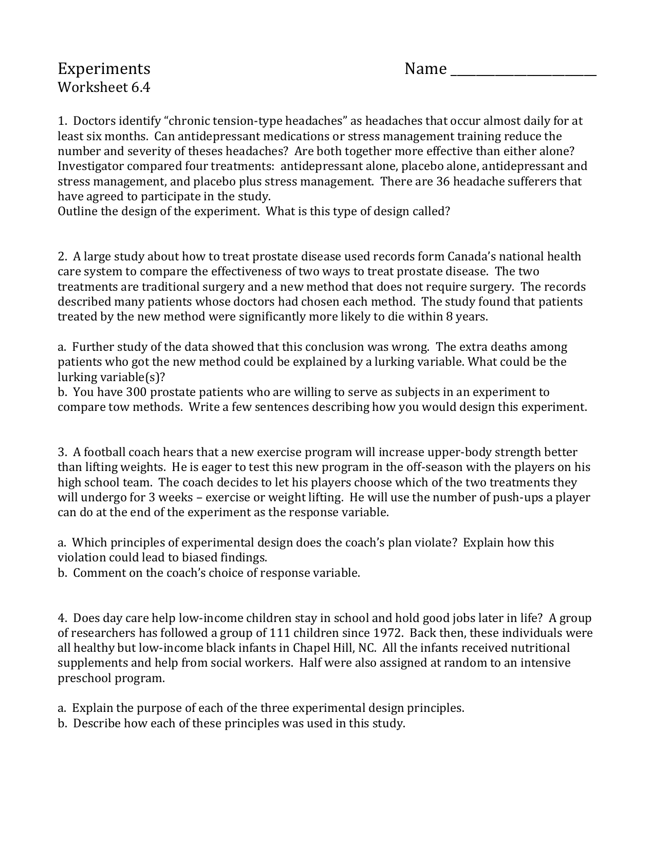 worksheet Design An Experiment Worksheet worksheet 6 4 gattoni math