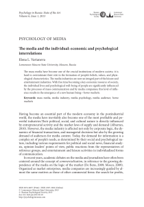 PSYCHOLOGY OF MEDIA The media and the individual: economic
