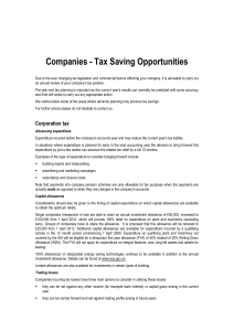 Companies - Tax Saving Opportunities
