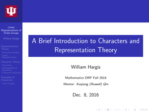 A Brief Introduction to Characters and Representation Theory