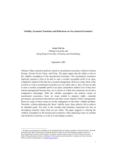 Viability, Transition, and Reflections on Neoclassical Economics