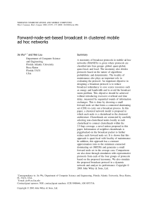 Forward-node-set-based broadcast in clustered mobile ad hoc