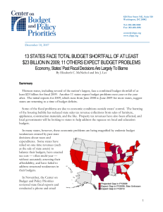 13 states face total budget shortfall of at least $23 billion in 2009