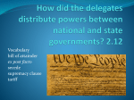 How did the delegates distribute powers between national and state