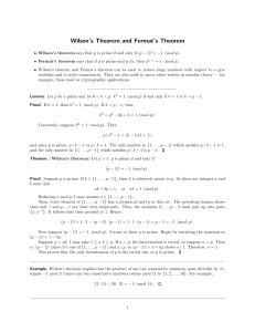 Wilson`s Theorem and Fermat`s Theorem