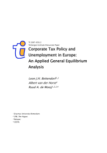 Corporate Tax Policy and Unemployment in Europe