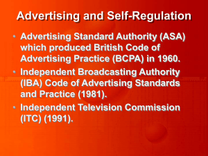 Advertising and Self-Regulation Advertising Standard Authority