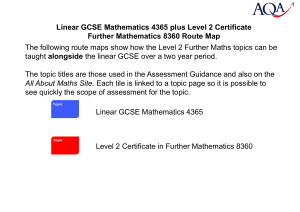Route Map for Further Maths and Linear Higher