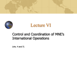 Evolution of MNE`s Control and Coordination