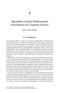 W. Dean. Algorithms and the mathematical foundations of computer