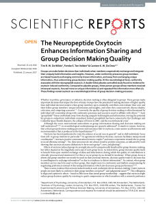 The Neuropeptide Oxytocin Enhances Information Sharing