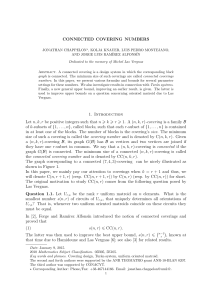 CONNECTED COVERING NUMBERS 1. Introduction Let n, k, r be